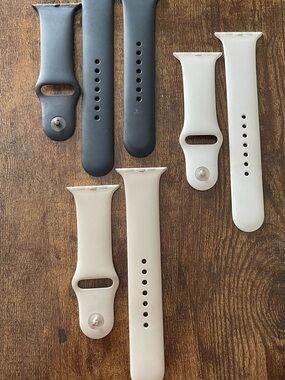 Authentic Apple Watch Bands Set in Black, White, Starlight